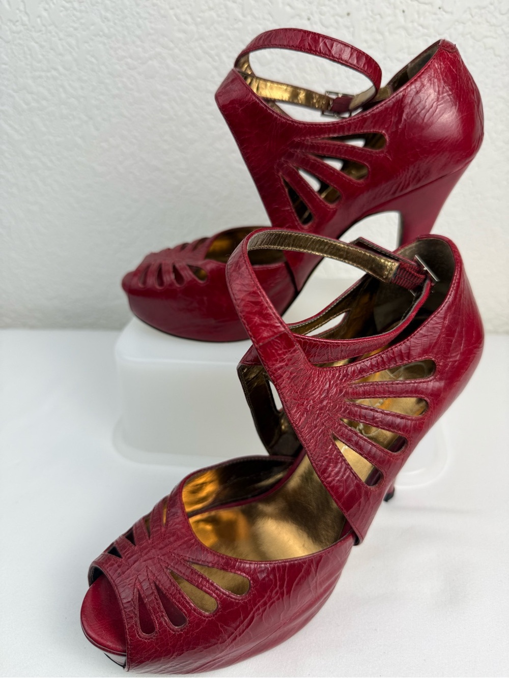 Jessica Simpson | Amona | Red Leather Platform Heels | 9B - Picture 11 of 14